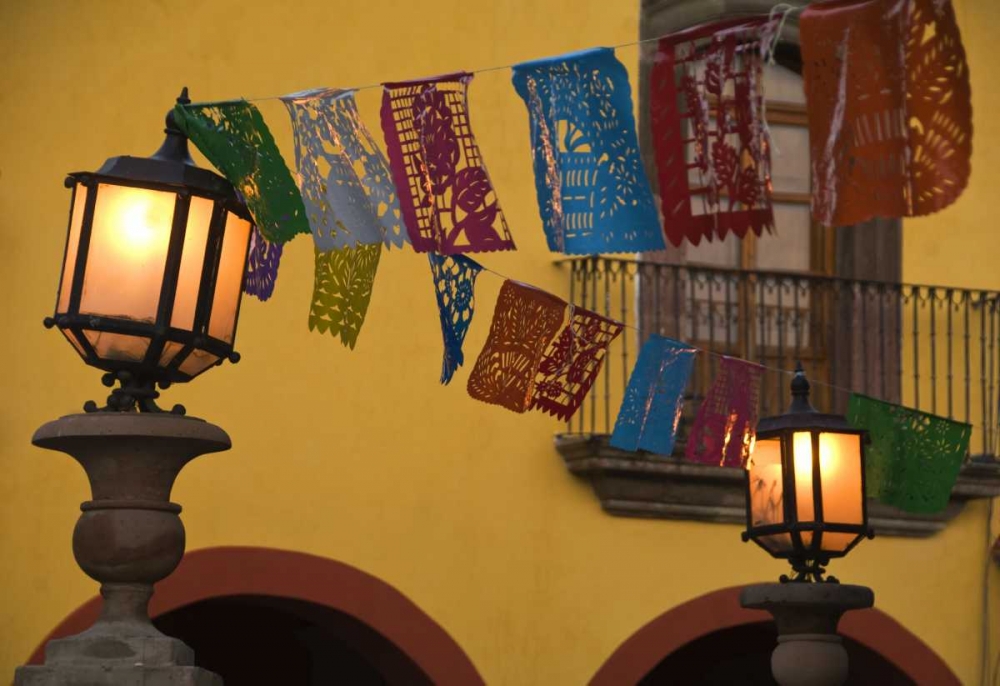 Mexico Lantern with string of flags on them art print by Nancy Rotenberg for $57.95 CAD