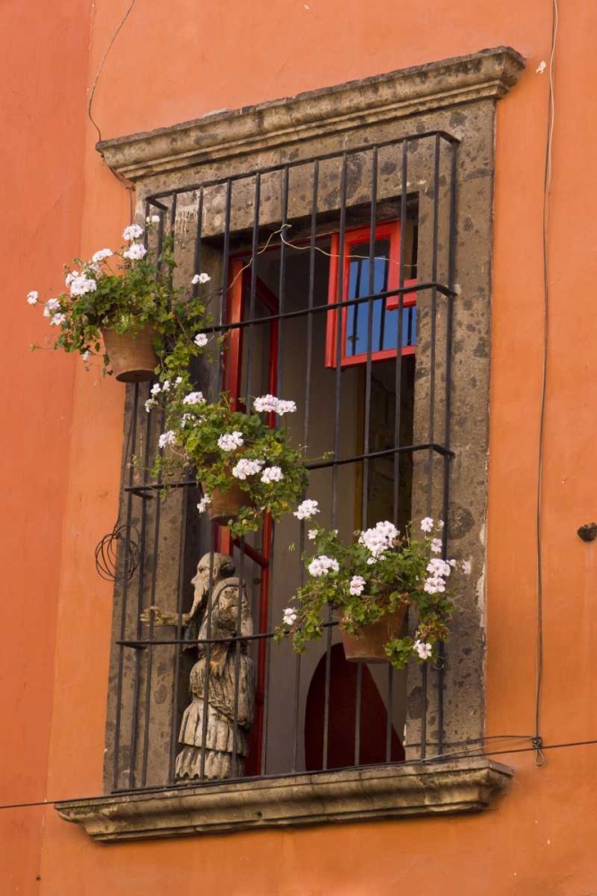 Mexico Flower pots decorate window art print by Bill Young for $57.95 CAD