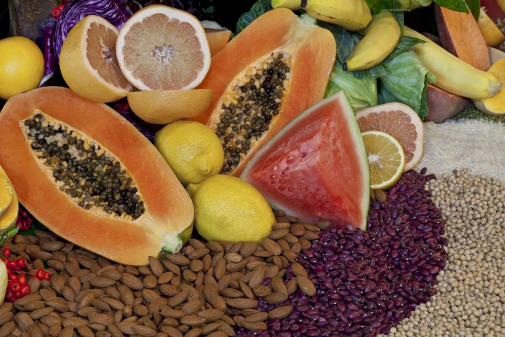 Mexico, Tecate Display of fruit, nuts and grains art print by Don Paulson for $57.95 CAD