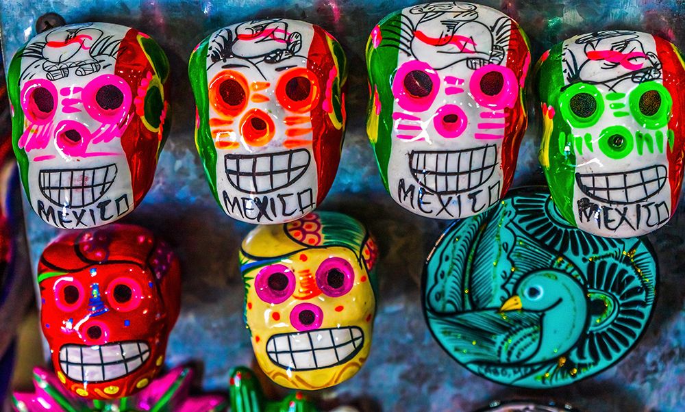 Colorful Mexican magnets-Day of the Dead handicrafts-Los Cabos-Cabo San Lucas-Mexico art print by William Perry for $57.95 CAD
