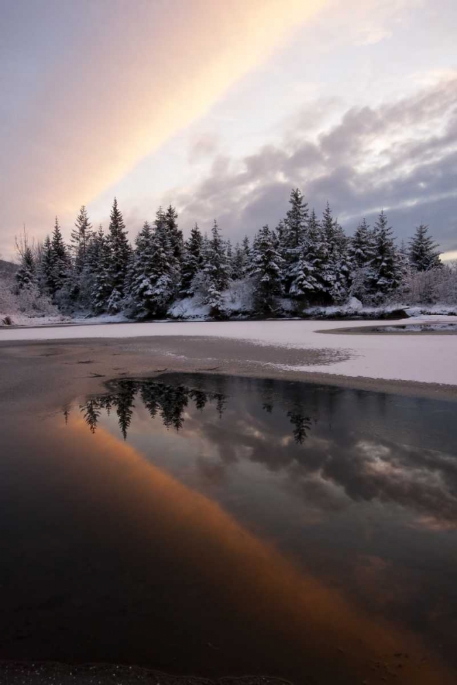 AK, Mendenhall Glacier Sunset reflection art print by Cathy and Gordon Illg for $57.95 CAD