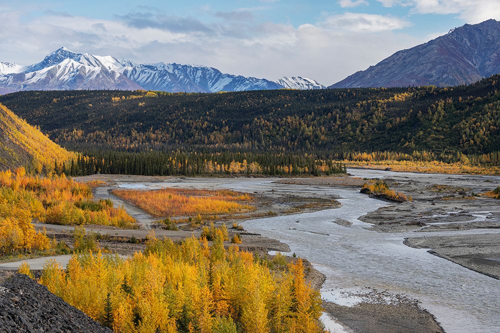 USA-Alaska-Chugach National Forest Autumn landscape with mountains and Matanuska River art print by Jaynes Gallery for $57.95 CAD