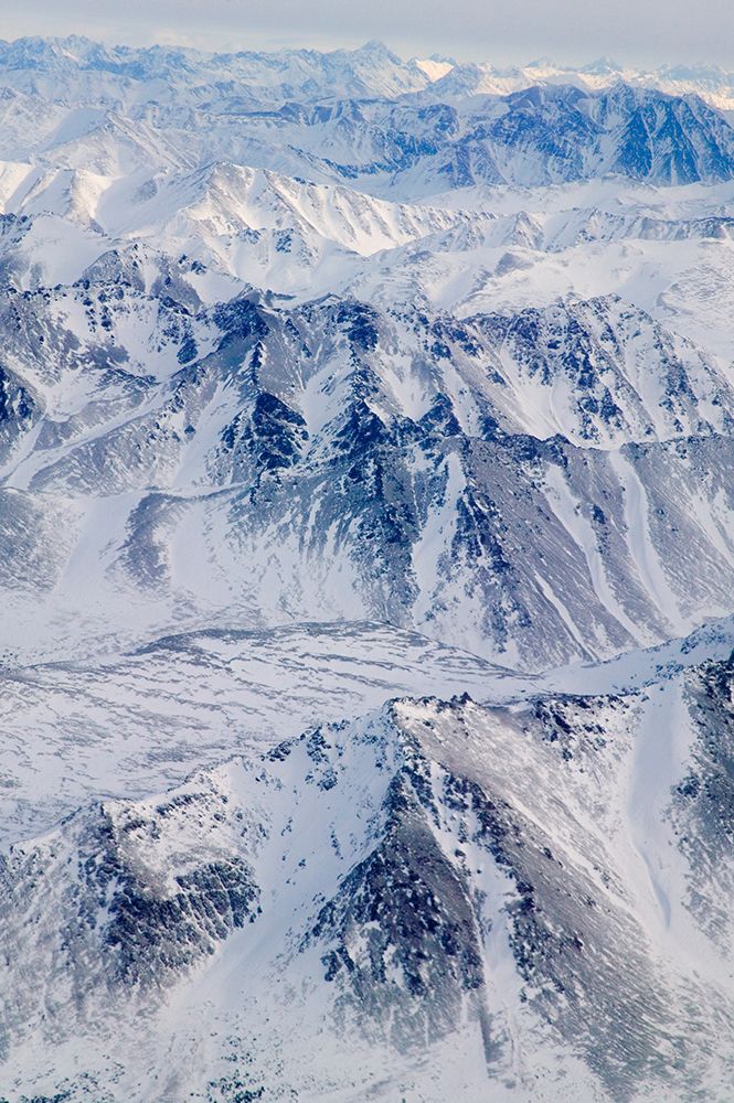 Aerial view of snow covered mountain range-Alaska-USA art print by Keren Su for $57.95 CAD