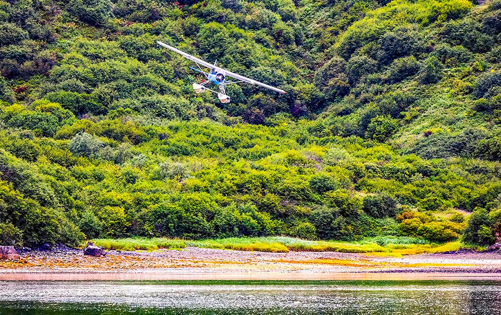 Katmai National Park and Preserve, Alaska. Landscape view of float plane landing in a cove. art print by Murray McCallum for $57.95 CAD