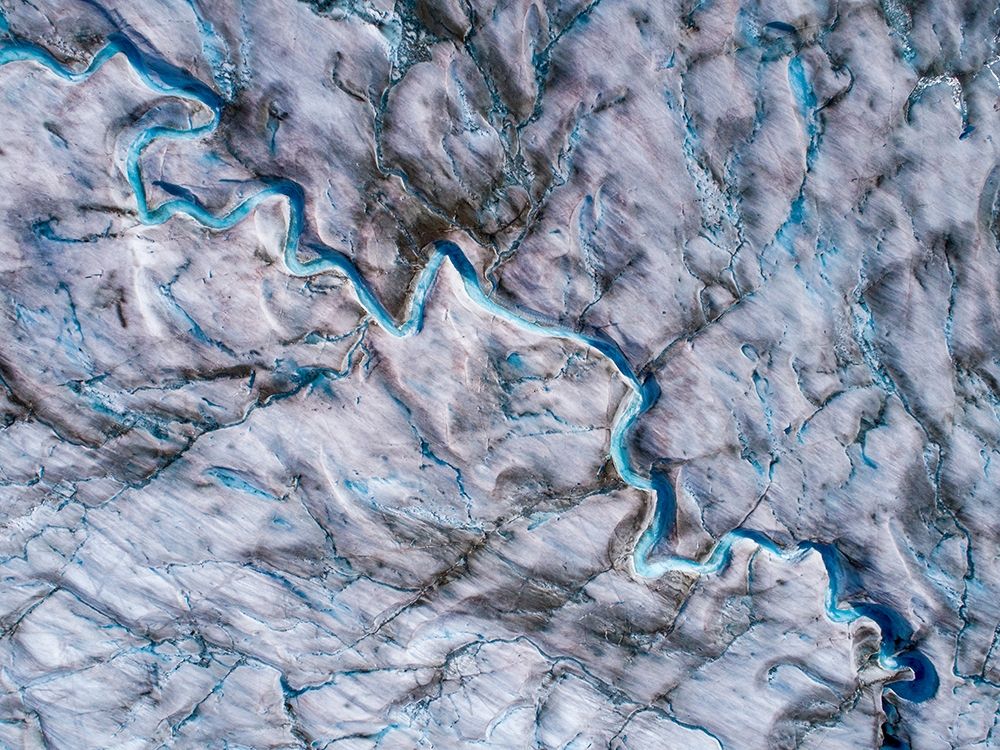 Alaska-Tracy Arm-meltwater streams and ponds on crevassed surface of Sawyer Glacier in Tracy Arm art print by Paul Souders for $57.95 CAD
