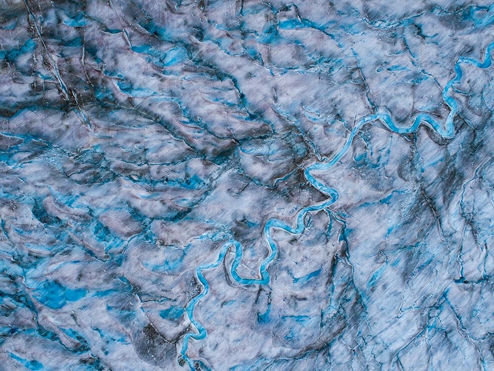 Alaska-Tracy Arm meltwater streams and ponds on crevassed surface of Sawyer Glacier in Tracy Arm art print by Paul Souders for $57.95 CAD