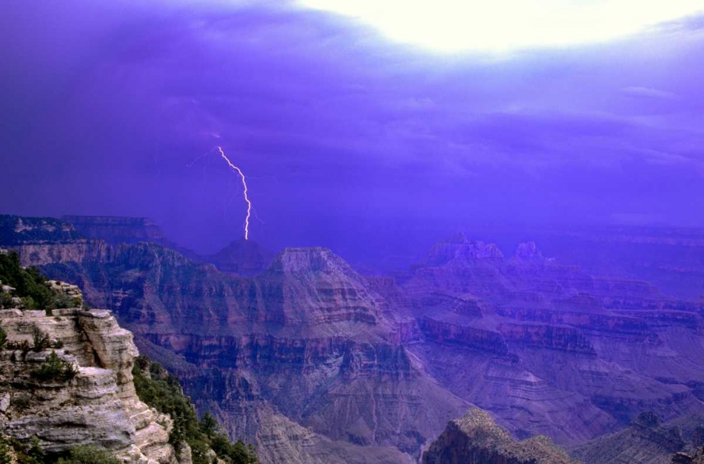 AZ, Grand Canyon, Lightning storm over the canyon art print by Dave Welling for $57.95 CAD