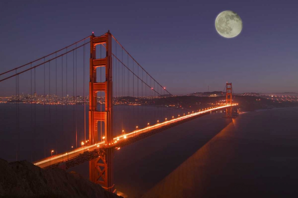 CA, Marin Moonrise above the Golden Gate Bridge art print by Josh Anon for $57.95 CAD