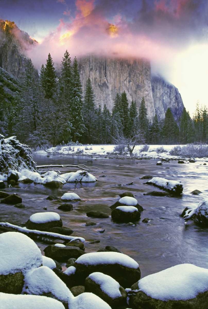 CA, Yosemite Sunlight on clouds over El Capitan art print by Dennis Flaherty for $57.95 CAD