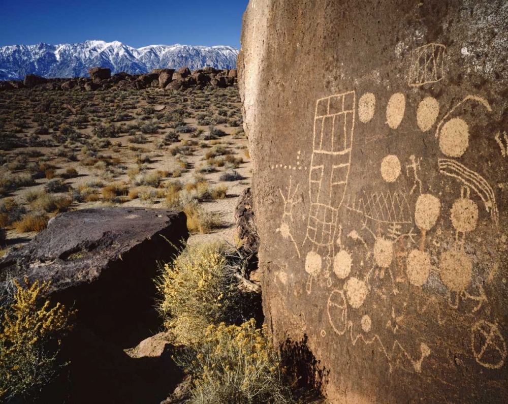 CA, Bishop, Sierra Mts Curvilinear petroglyphs art print by Dennis Flaherty for $57.95 CAD