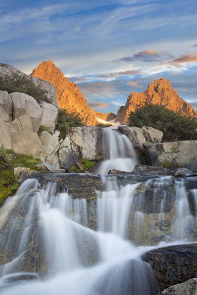 CA, Inyo NF Waterfalls below Mt Ritter, sunrise art print by Don Paulson for $57.95 CAD