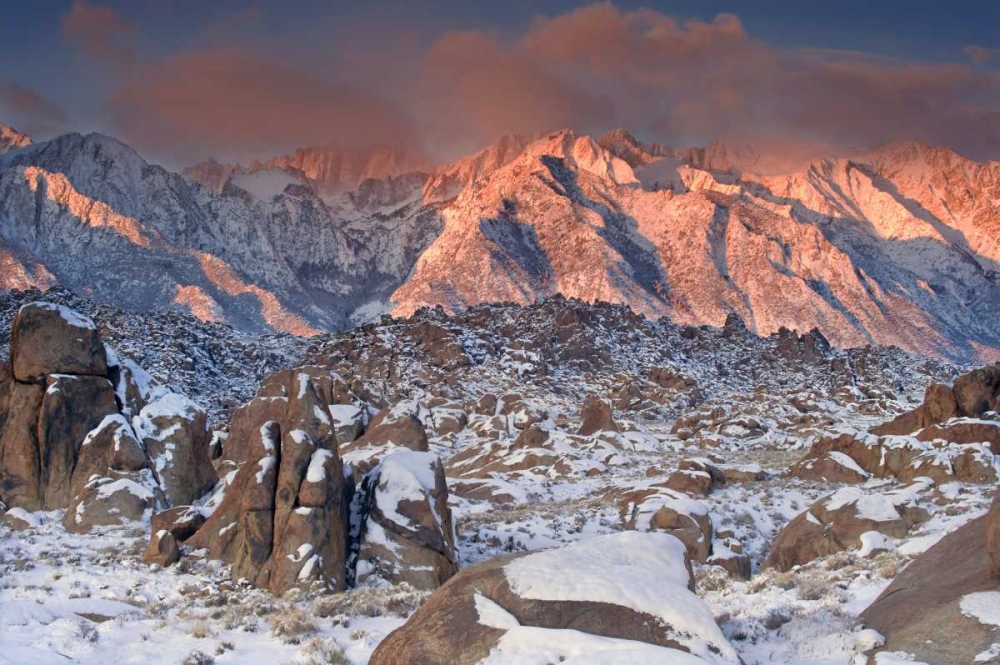 CA, Eastern Sierras Sunlight on winter landscape art print by Dave Welling for $57.95 CAD