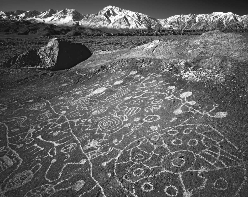 USA, California, Bishop Petroglyphs on rock face art print by Dennis Flaherty for $57.95 CAD
