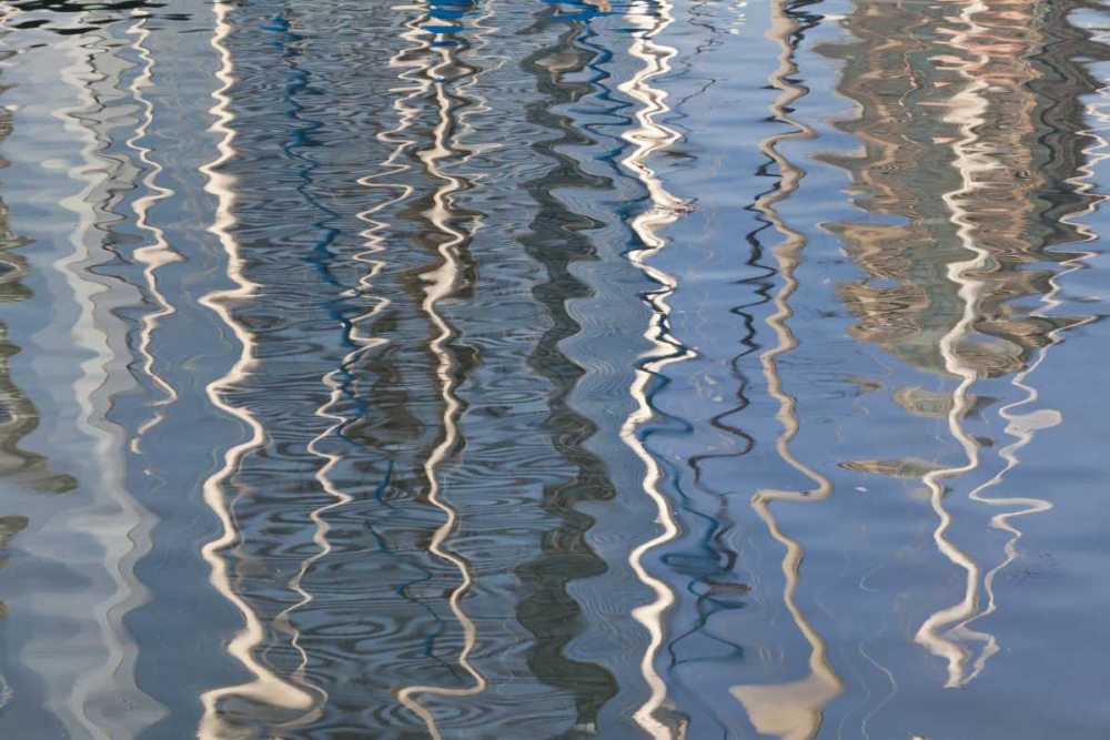 CA, San Diego Abstract water reflection of boats art print by Don Paulson for $57.95 CAD
