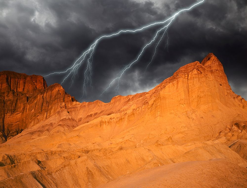 California-Death Valley National Park Composite of lightning over Golden Canyon at sunset art print by Jaynes Gallery for $57.95 CAD
