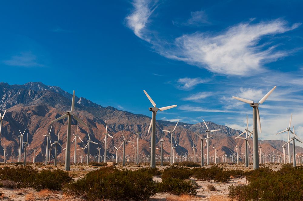 A wind farm in the San Gorgonio Pass near Palm Springs-California-USA art print by Sergio Pitamitz for $57.95 CAD