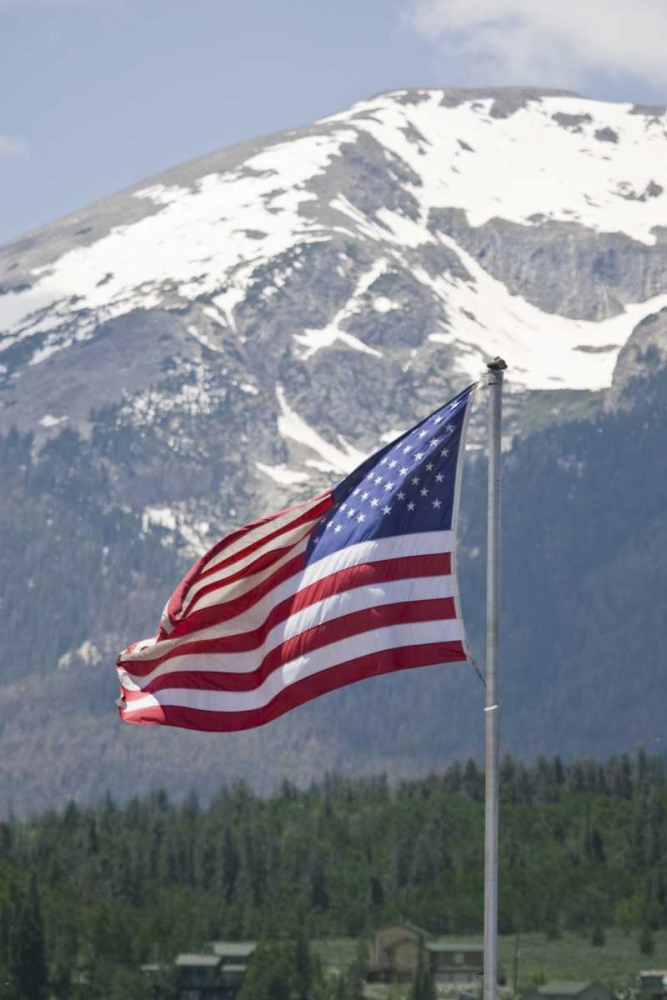 CO, Silverthorne American flag and mountain art print by Fred Lord for $57.95 CAD