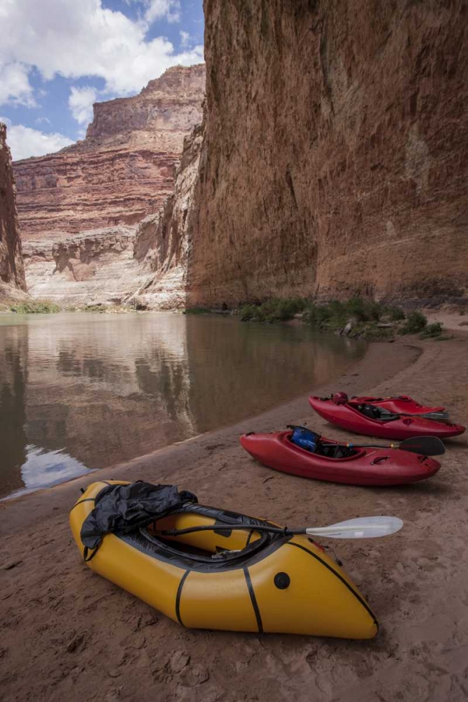 AZ, Grand Canyon, Kayaks lie on the beach art print by Don Grall for $57.95 CAD