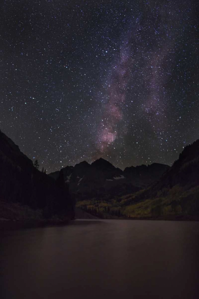 CO, The Milky Way above Maroon Bells mountains art print by Don Grall for $57.95 CAD