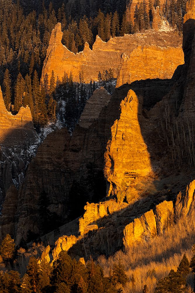 USA-Colorado-Gunnison National Forest Sunrise on cliffs and forest in autumn art print by Jaynes Gallery for $57.95 CAD
