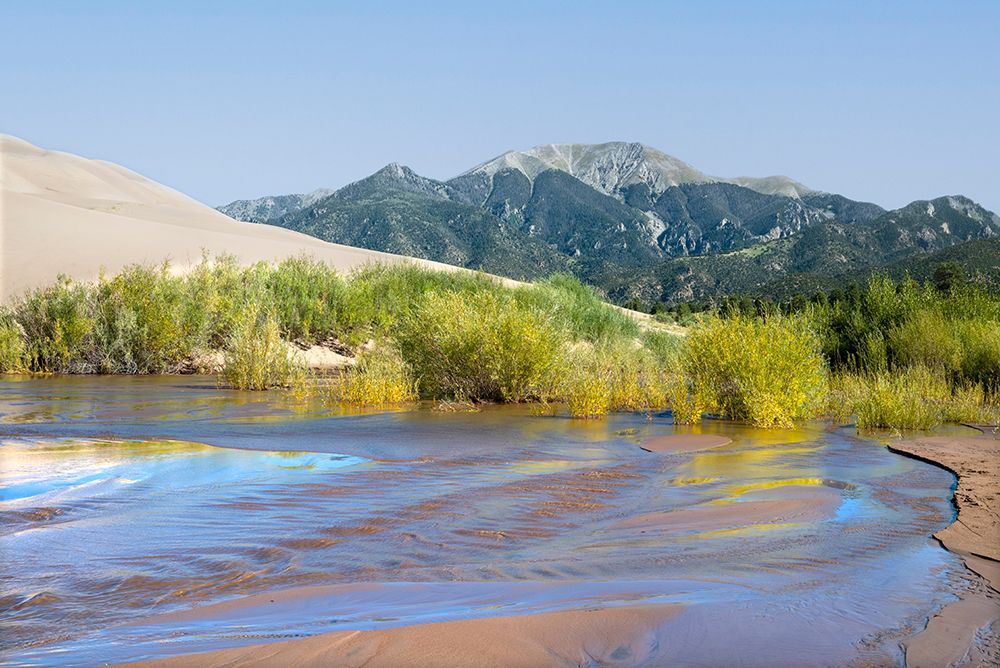 USA-Colorado Great Sand Dunes National Park Sangre De Cristo Mountains and Medano Creek art print by Janell Davidson for $57.95 CAD