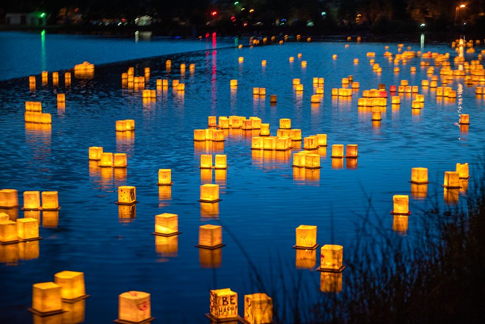 USA-Colorado Springs Water Lantern Festival on Prospect Lake art print by Janell Davidson for $57.95 CAD