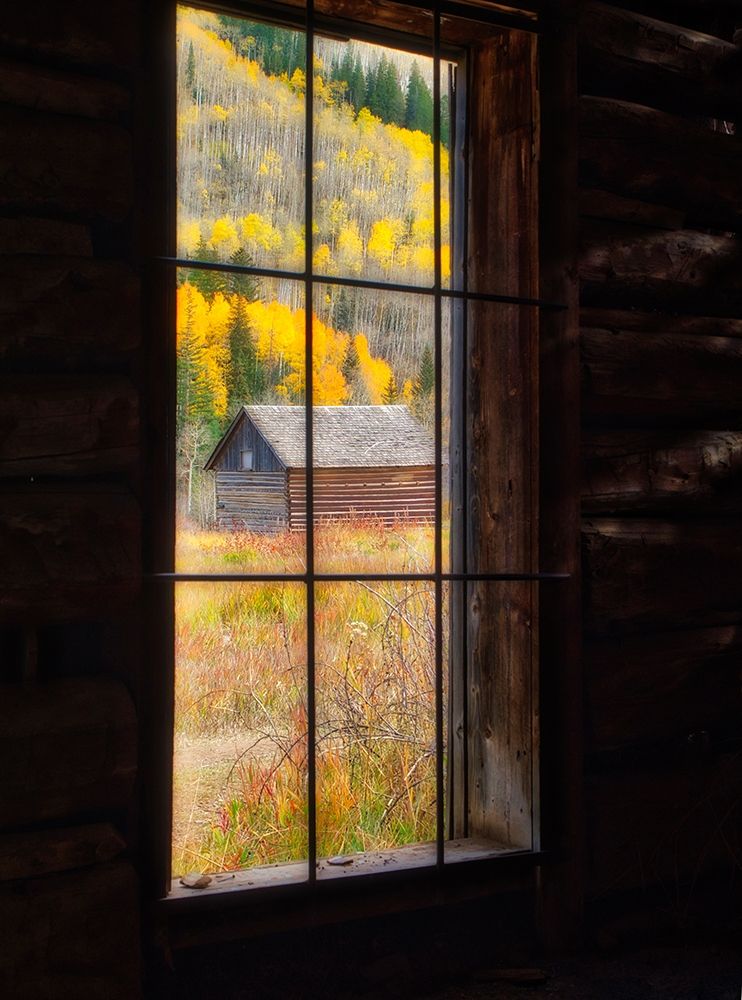 Colorado Looking out a window in the ghost town of Ashcroft in autumn near Aspen-Colorado art print by Julie Eggers for $57.95 CAD