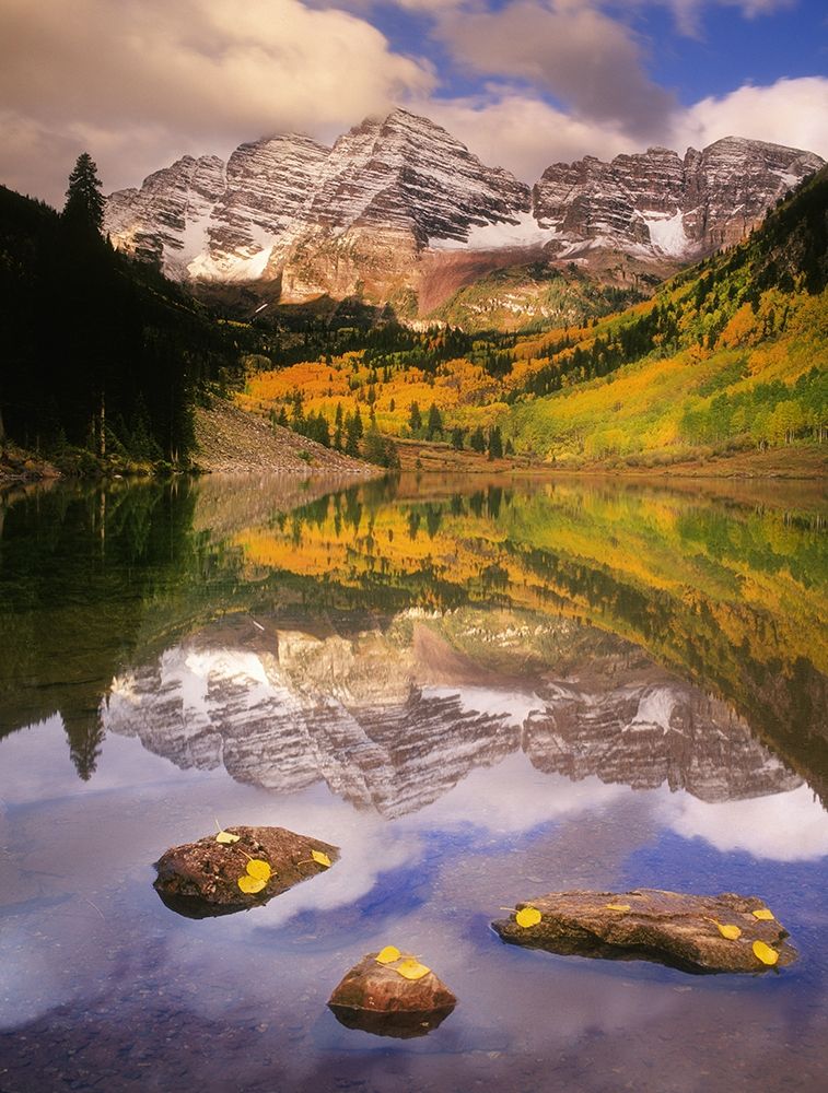 Fall morning at the Maroon Bells in the Rocky Mountains near Aspen Colorado art print by Steve Mohlenkamp for $57.95 CAD