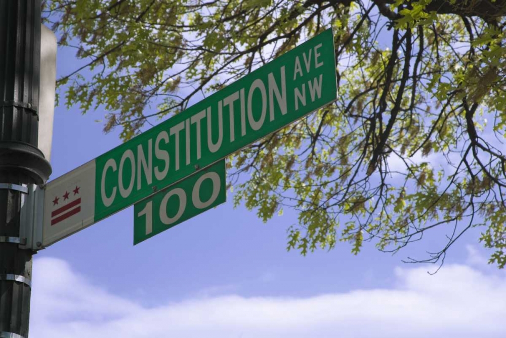 Washington DC, Constitution Ave street sign art print by Dennis Flaherty for $57.95 CAD