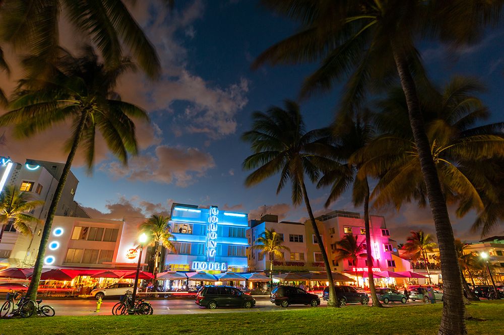 The Colony Hotel and Ocean Drive at dusk South Beach-Miami Beach-Florida art print by Sergio Pitamitz for $57.95 CAD