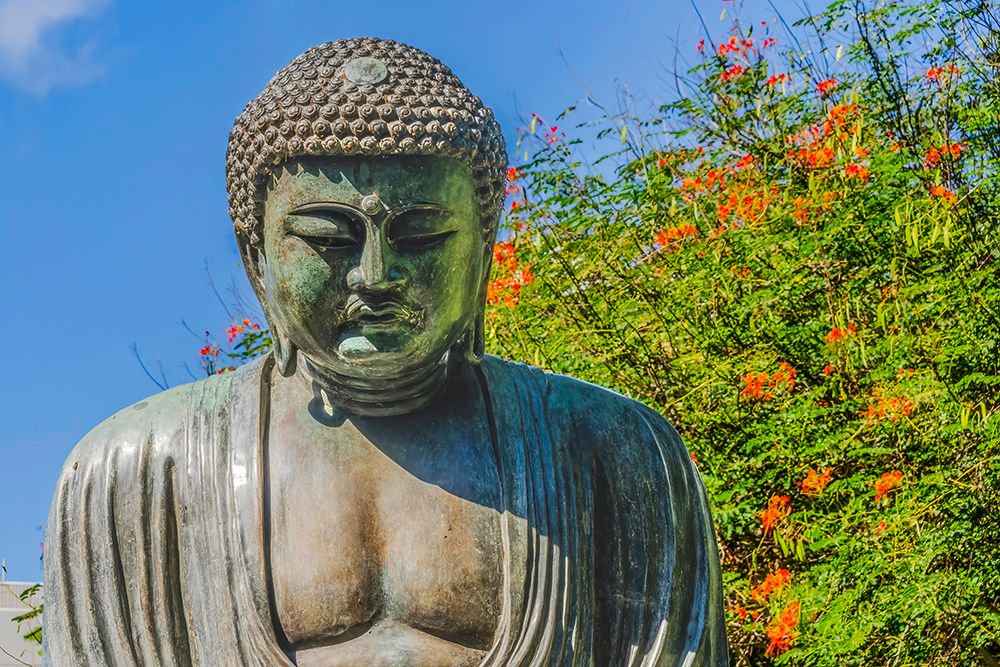 Buddha statue, Daibutsu replica, Foster Botanical Gardens, Honolulu, Oahu, Hawaii. art print by William Perry for $57.95 CAD