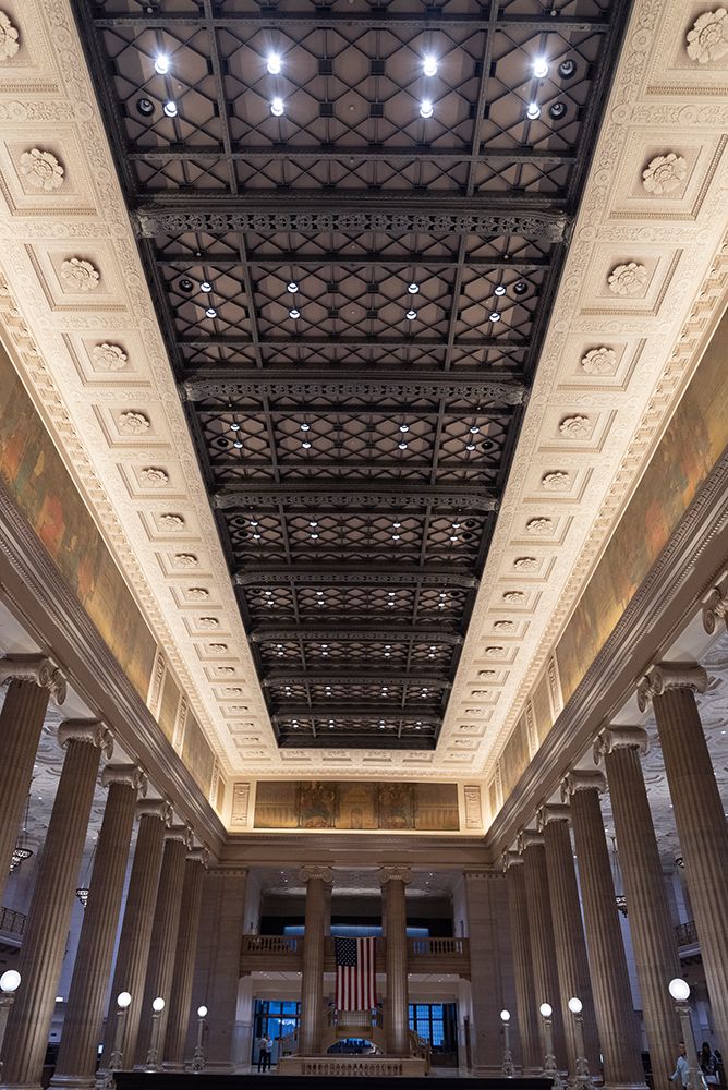 Columns and ceiling of Wintrust Grand Banking Hall on LaSalle Street in Chicagos Loop. art print by Alan Klehr for $57.95 CAD