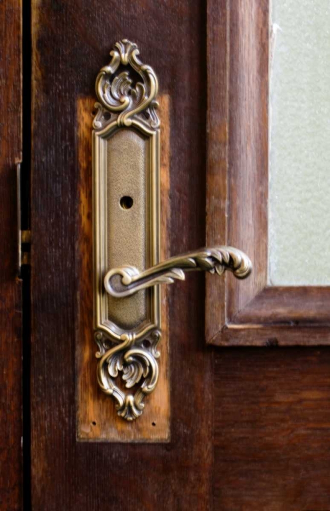 USA, Maine Ornate handle on wooden door art print by Kathleen Clemons for $57.95 CAD
