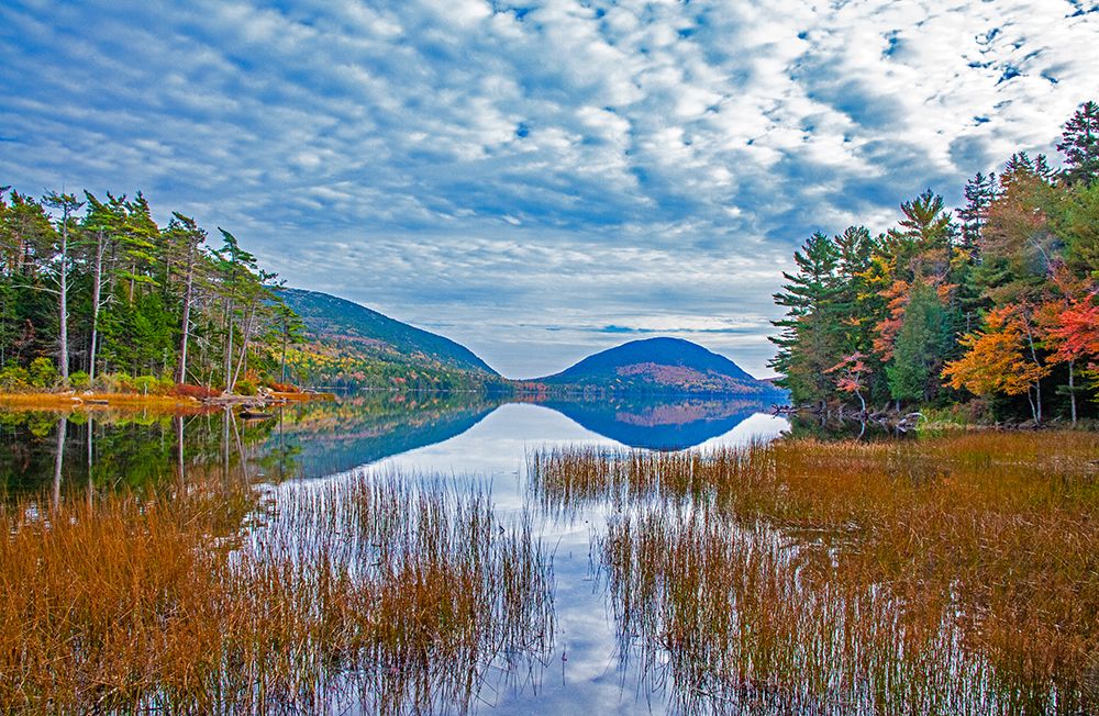 USA-New England-Maine-Acadia National Park and Jordon Pond on very calm Autumn day art print by Sylvia Gulin for $57.95 CAD