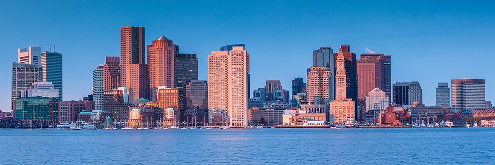 New England-Massachusetts-Boston-city skyline from Boston Harbor-dawn art print by Walter Bibikow for $57.95 CAD