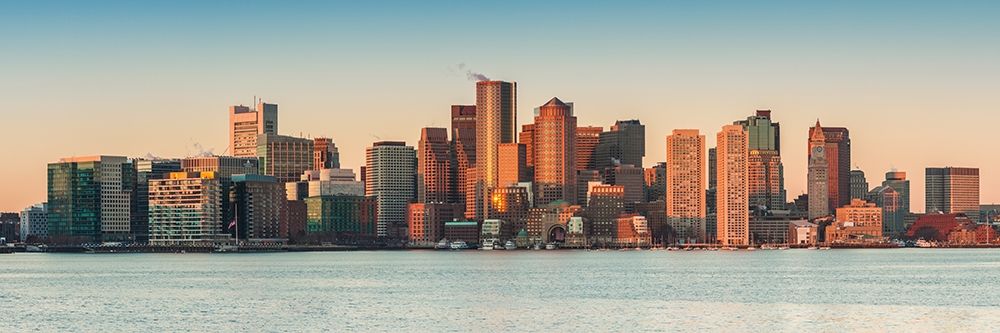 New England-Massachusetts-Boston-city skyline from Boston Harbor-dawn art print by Walter Bibikow for $57.95 CAD