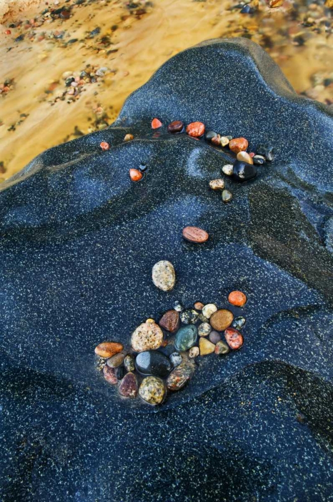 Michigan Lake Superior rocks on beach art print by Nancy Rotenberg for $57.95 CAD