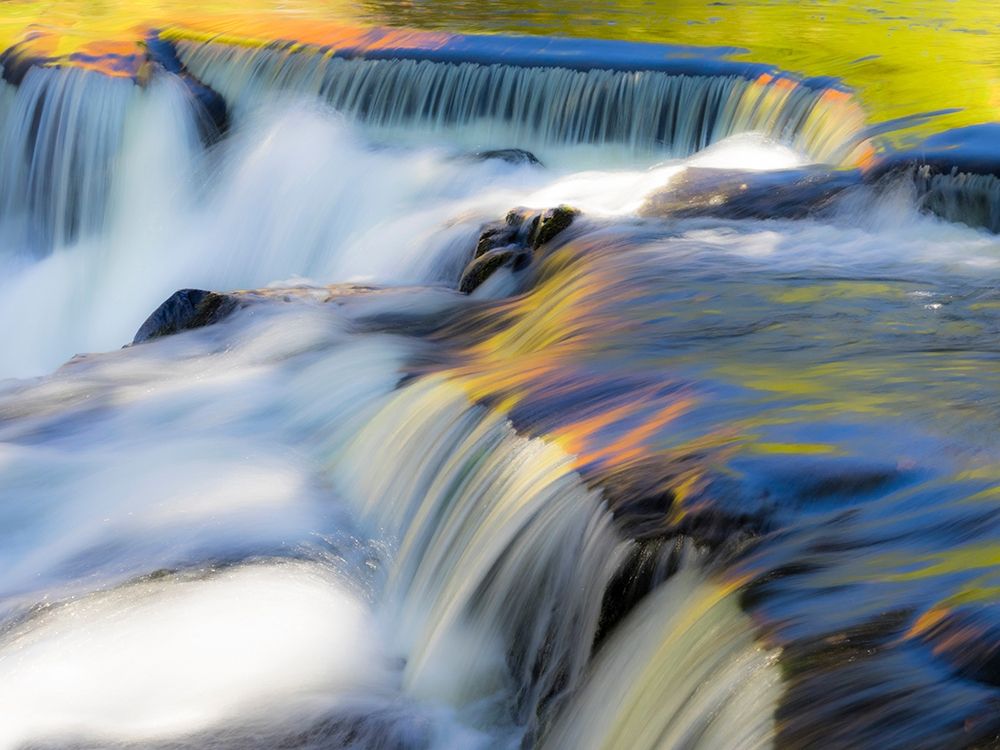US-Michigan-Upper Peninsula Water flowing over Bond Falls with reflections art print by Julie Eggers for $57.95 CAD