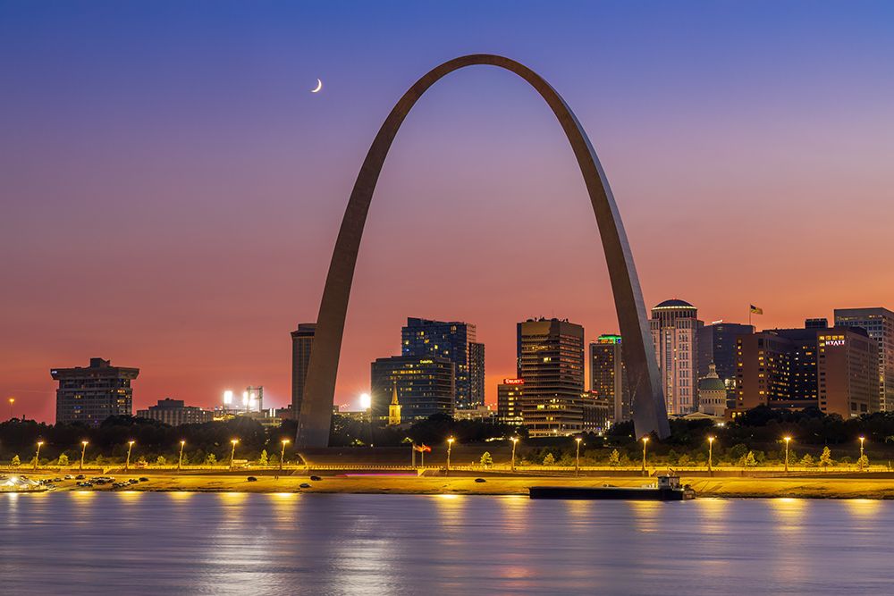 Jefferson National Expansion Memorial, The Gateway Arch at dusk, St. Louis, Missouri. art print by Richard and Susan Day for $57.95 CAD