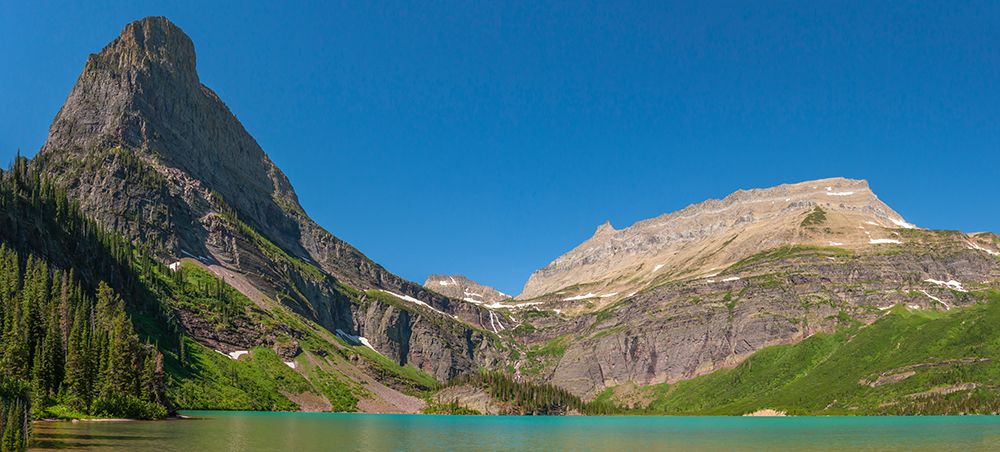 USA-Montana-Glacier National Park Panoramic of mountains and Grinnell Lake in summer art print by Jaynes Gallery for $57.95 CAD