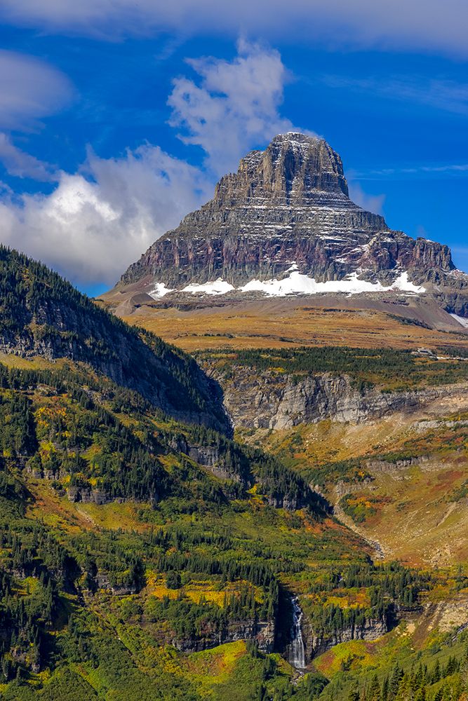 Clements Mountain and Reynolds Creek Falls in autumn-Glacier National Park-Montana-USA art print by Chuck Haney for $57.95 CAD