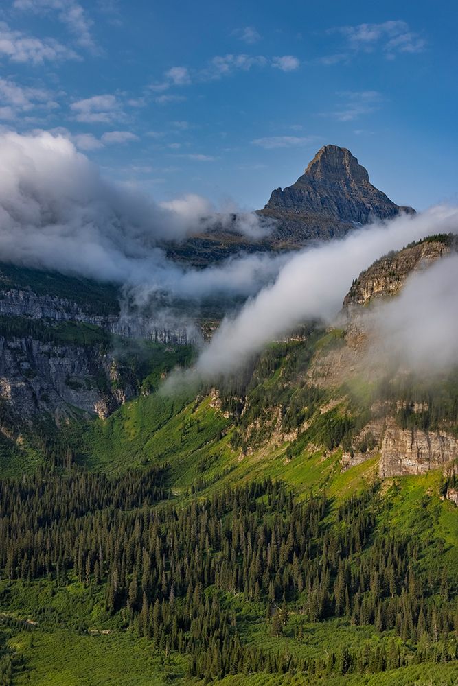 Rolling fog clouds with Reynolds Mountains at Logan Pass in Glacier National Park-USA art print by Chuck Haney for $57.95 CAD