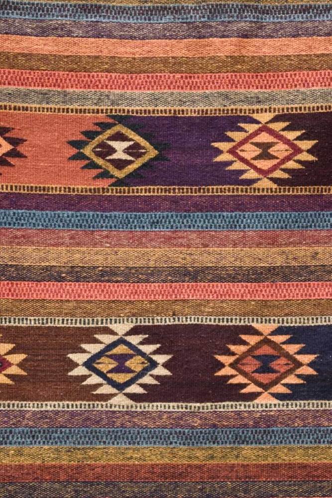 New Mexico, Madrid Detail in colorful woven rug art print by Nancy ,  Steve Ross for $57.95 CAD