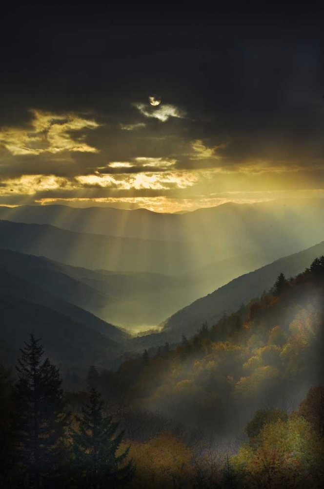 NC, Great Smoky Mts God Rays over mountains art print by Nancy Rotenberg for $57.95 CAD