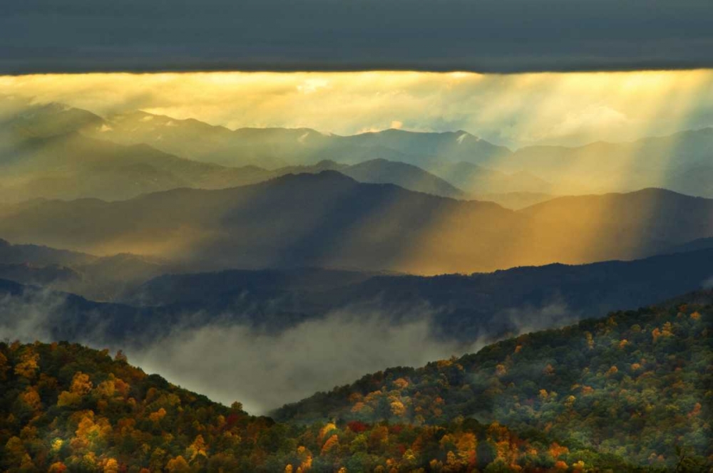 NC, Great Smoky Mts God Rays over mountains art print by Nancy Rotenberg for $57.95 CAD