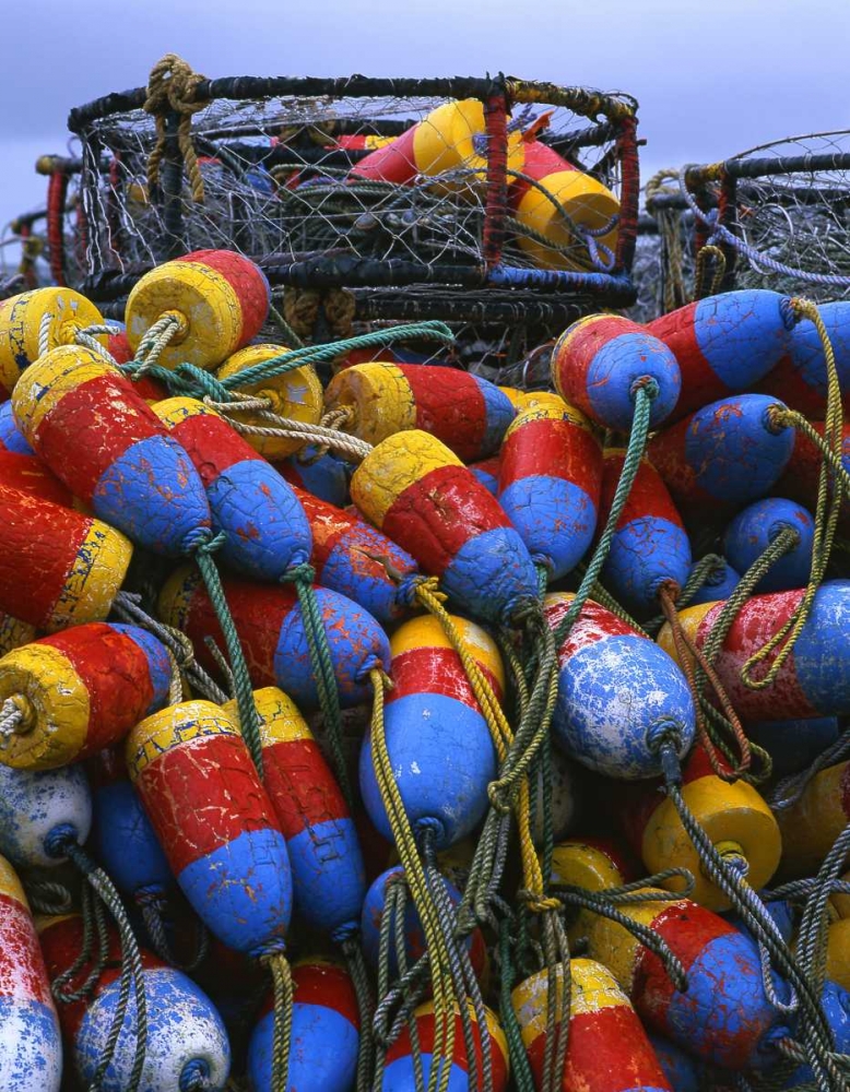 Oregon, Newport Crab rings and floats on dock art print by Steve Terrill for $57.95 CAD