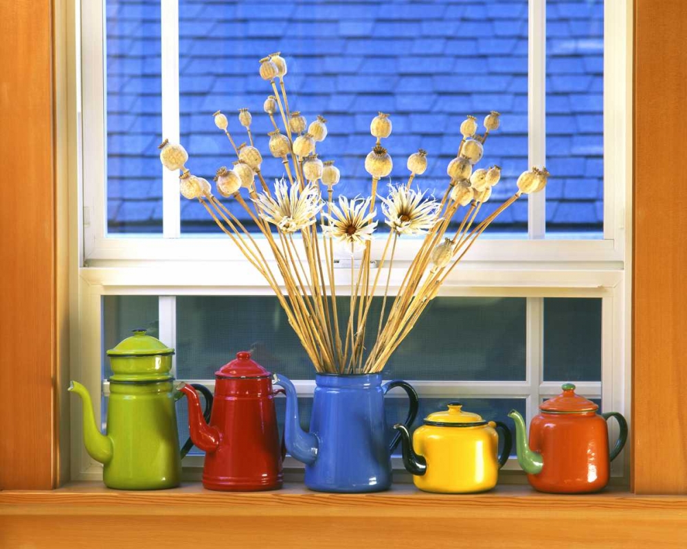OR, Portland Enamelware teapots and coffeepots art print by Steve Terrill for $57.95 CAD