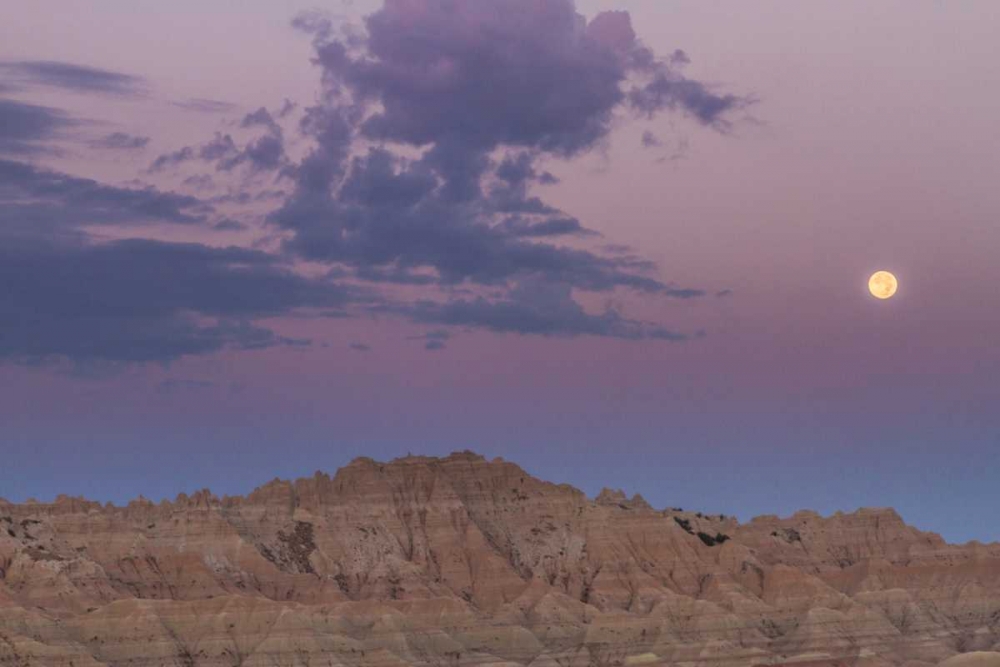 SD, Badlands NP Sunrise and moonset art print by Cathy and Gordon Illg for $57.95 CAD