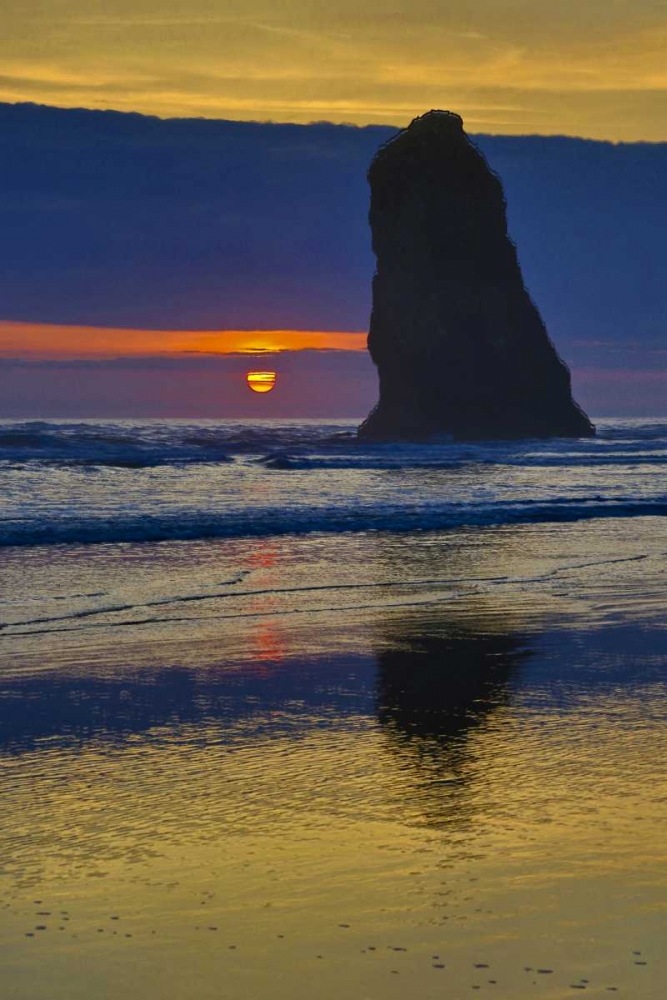 Oregon, Cannon Beach Sunset on lone seastack art print by Jean Carter for $57.95 CAD