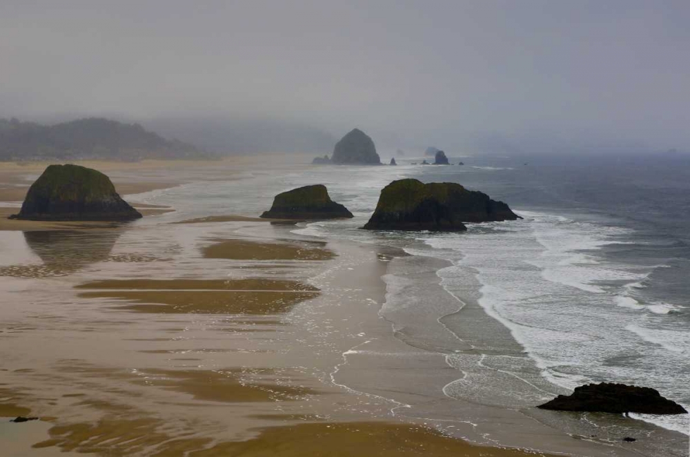 OR, Cannon Beach Foggy morning on coastline art print by Jean Carter for $57.95 CAD